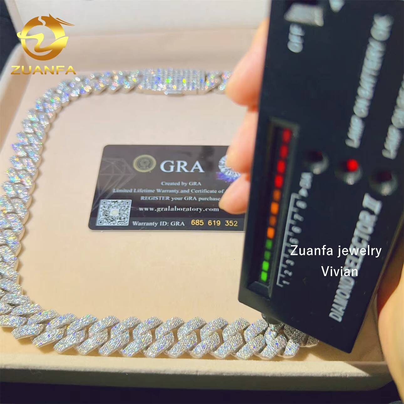 Fashion D Color VVS Moissanite Diamond 16MM Moissanite Necklace Sterling Silver 925 Hip Hop Cuban Chain Cuban Link Necklace