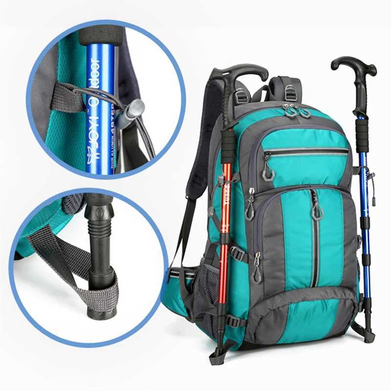 50L Nylon Backpack Camping Bag Outdoor Sport Hiking Trekking Climbing Travel Shoulder Reflective Shoes Luggage Outdoor Men BagC250407
