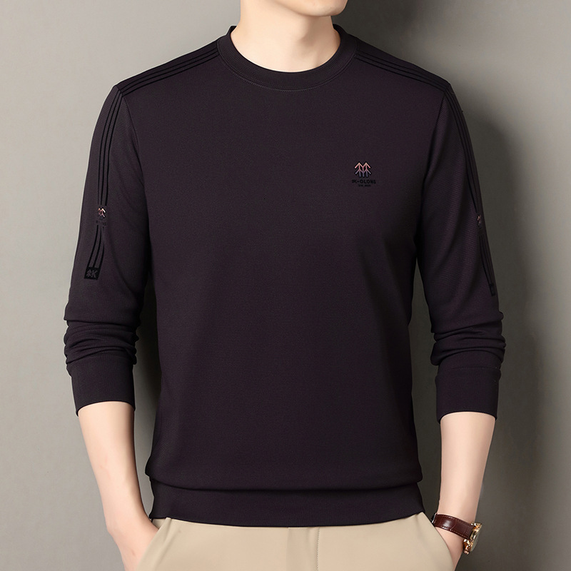 Middle-aged Men's Spring And Autumn New Heavyweight Crew Neck Long Sleeve T-shirt Loose Casual Base Shirt Designer T-shirt Dropshipping Dad'