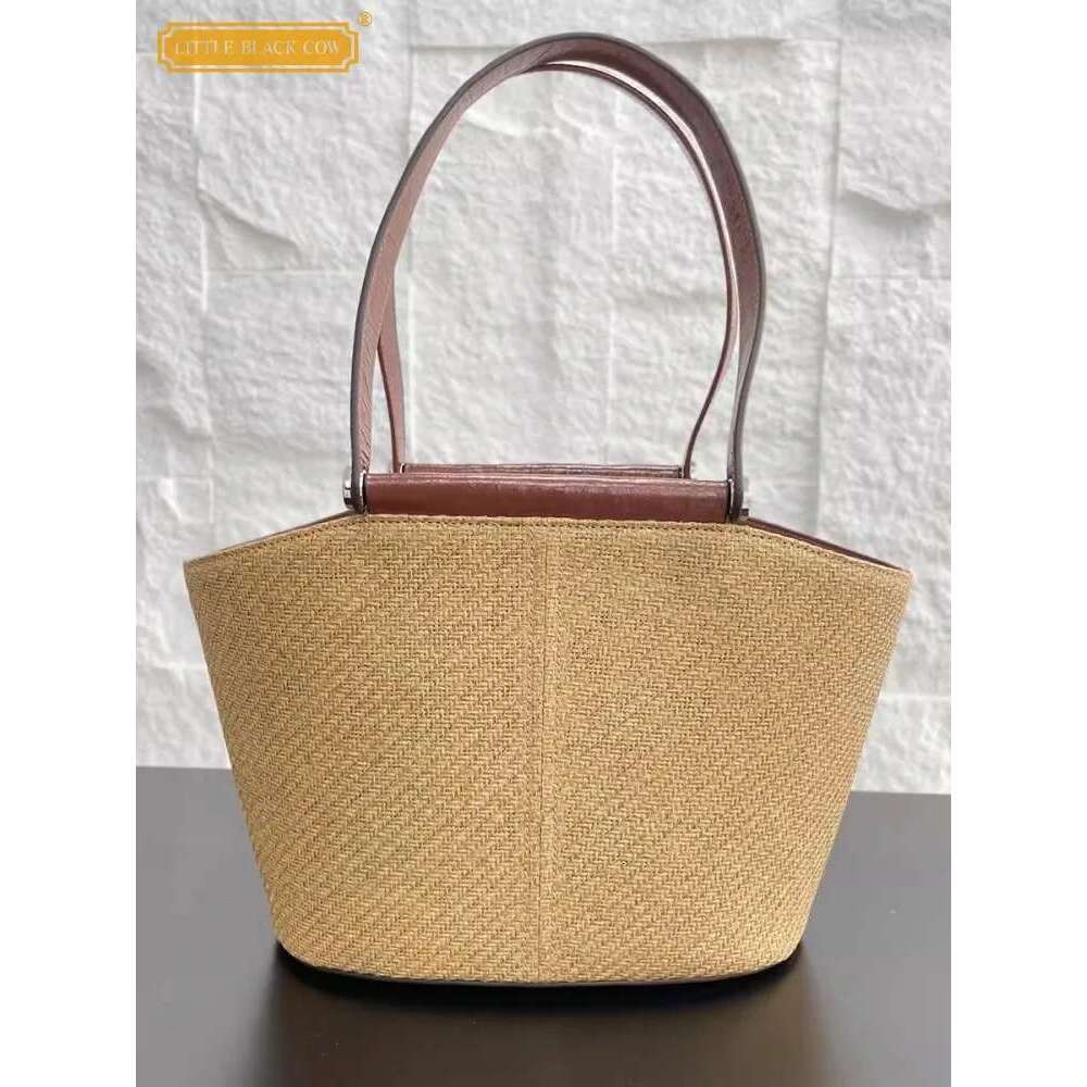 Women's Bags Elegant Ladies Summer New Casual Totes Handmade Straw Women Holiday Beach Bucket Patchwork Large Capacity Shoulder Bag