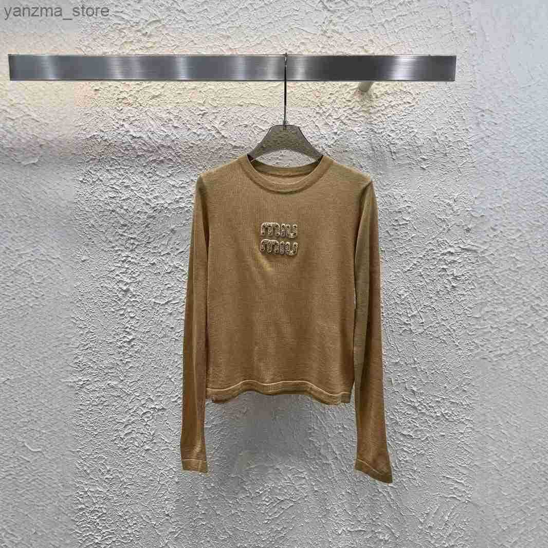 Women's T-Shirt MM Home 25SS New Early Spring New Nail Diamond Letter Knitted Base Knitted Sweater Y250401D4BH