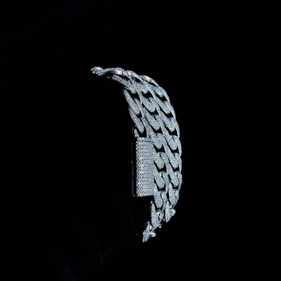VVS Diamond 925 Sterling Silver Iced Out Cuban Link Chain Hip Hop Jewelry Gift