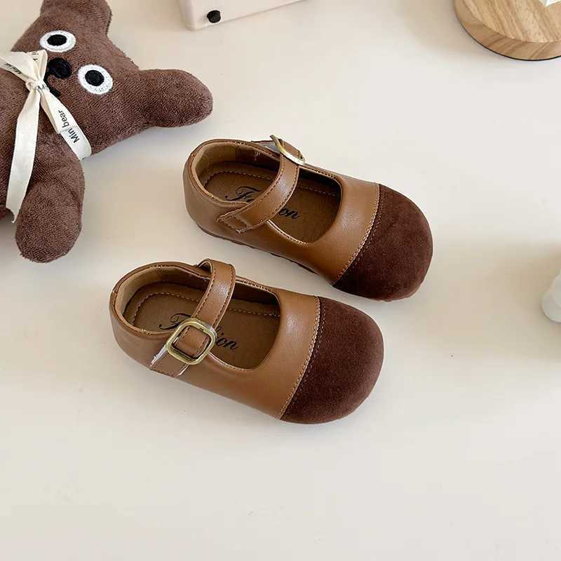 Girls Shoe 2025 Summer New Vintage Leather Shoe Casual Kids Shoe Allmatch Mary Jane Shoes Brand Flat Shoes T251101