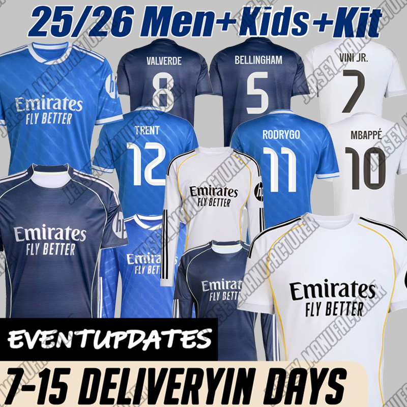 25 26 Reals Madrid Kit MBAPPE BELLINGHAM VINI JR soccer jerseys Tchouameni RODRYGO CAMAVINGA football shirt Rodrygo MODRIC 2025 Camisetas kids kit fans player