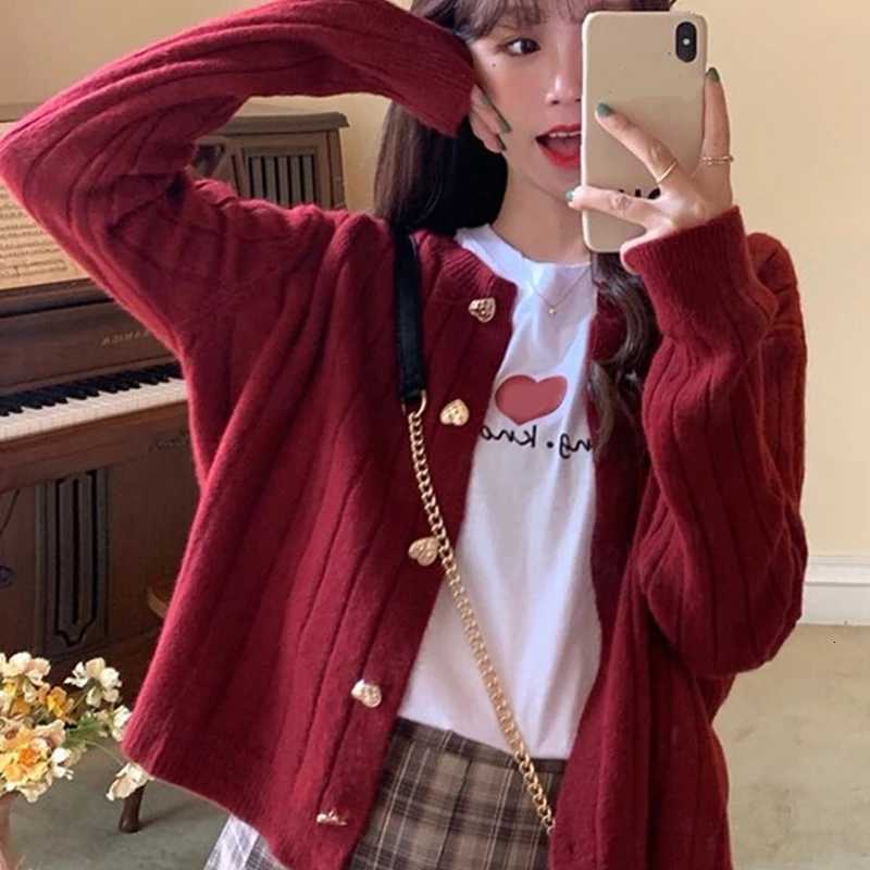 Fashion Sweet Buttons Knitted Cardigan Casual Loose Short Sweaters Korean Style Office Casual Pit Striped Women Sweater CardiganT251101