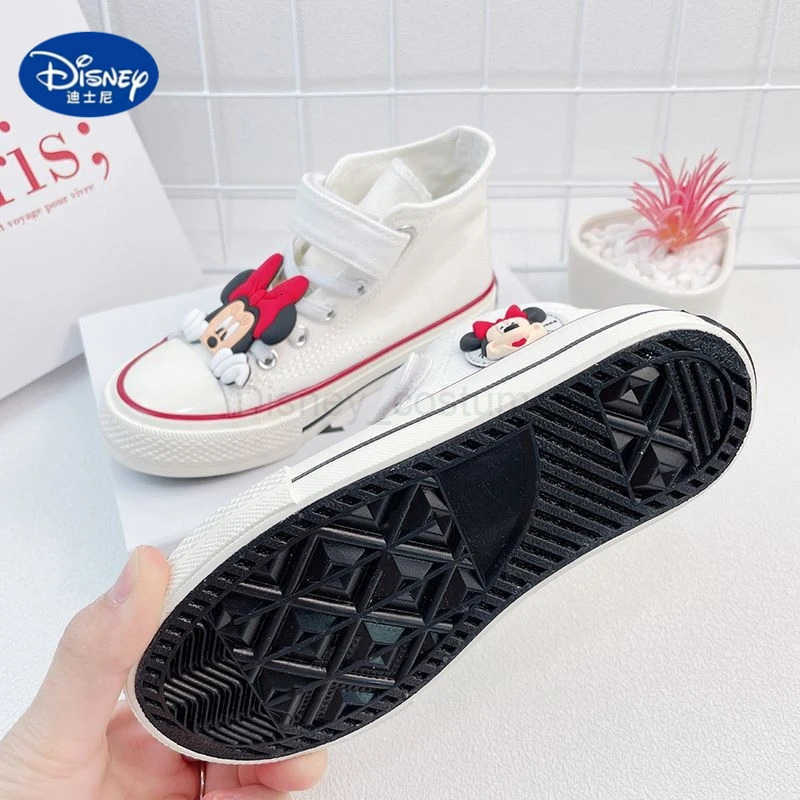 Disney Mickey Minnie Girls Canvas Shoes Soft Sole Sneakers for School Fall Casual Comfortable Wear H251101