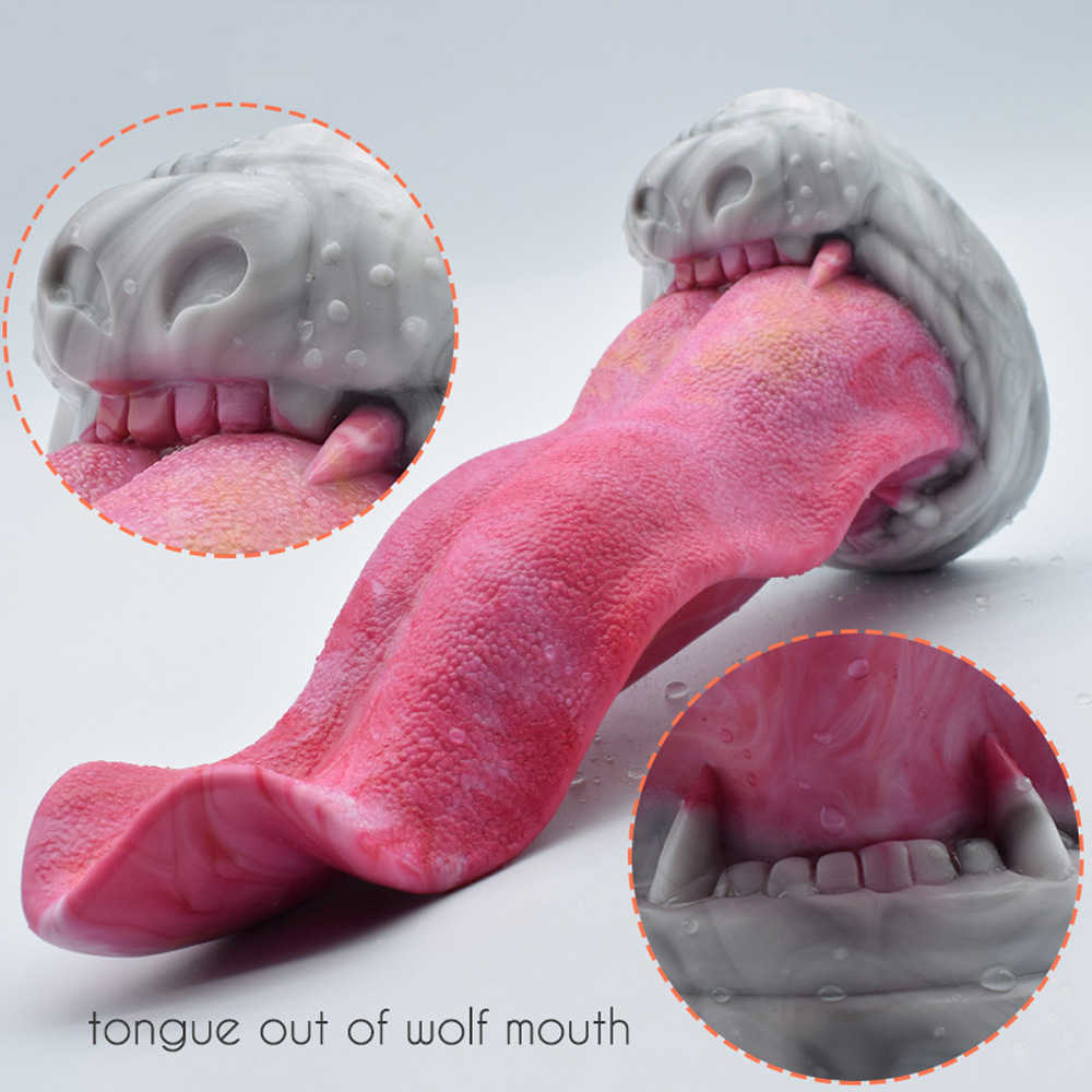 Colorful animal wolf tongue penis anal plug sex toys for men and women tongue vagino anal masturbation toys for adults