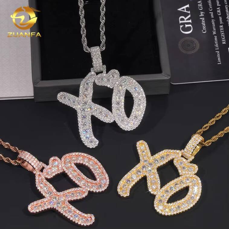 Valentines Day Gift XO Moissanite Pendants Iced Out Jewelry Diamonds Custom Moissanite Pendant Religious Jewelry