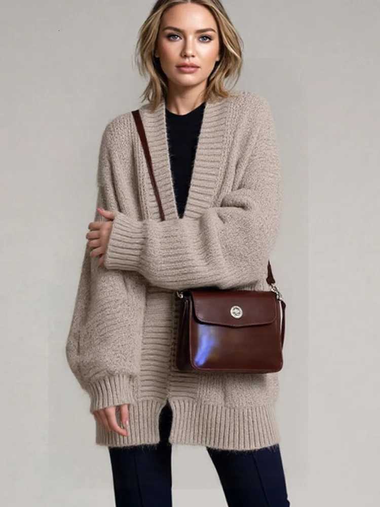New Fashion Thicken Long Sleeve Cardigan Sweater Women Autumn Winter Casual Loose Long Womens Sweater Coat Elegant Knit OutwearT251101