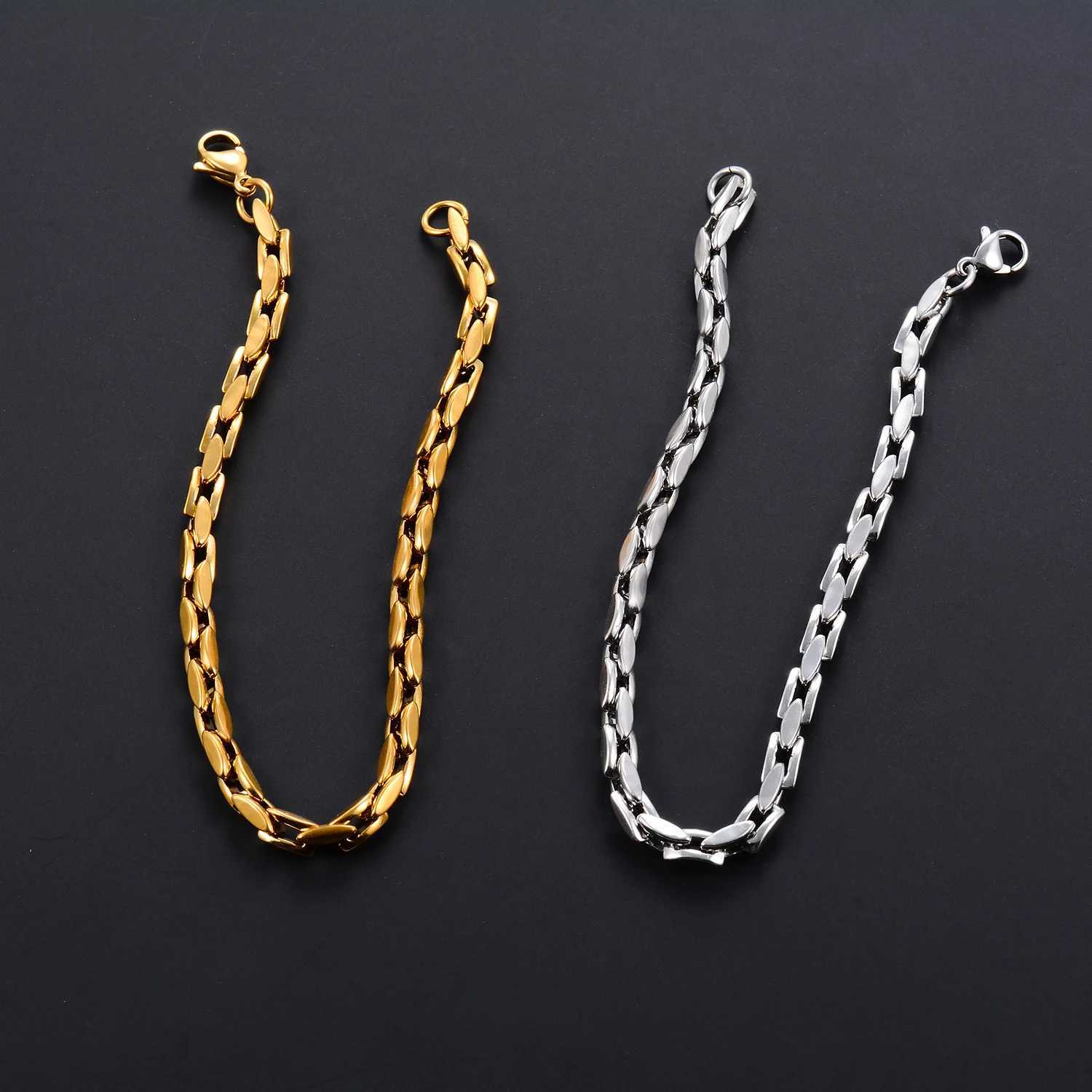 4.2MM Classic Stainless Steel Couple Chain Bracelet Handmade Link Punk Heavy duty Bracelet No Fading Hip Fashion Jewelry Y250329