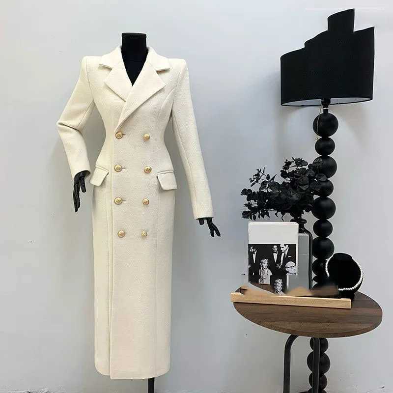 Autumn Winter Fashion HighQuality Womens Woolen Coat 2025 New Temperament Double Breasted Solid Color Womens Woolen Coat H322T251101