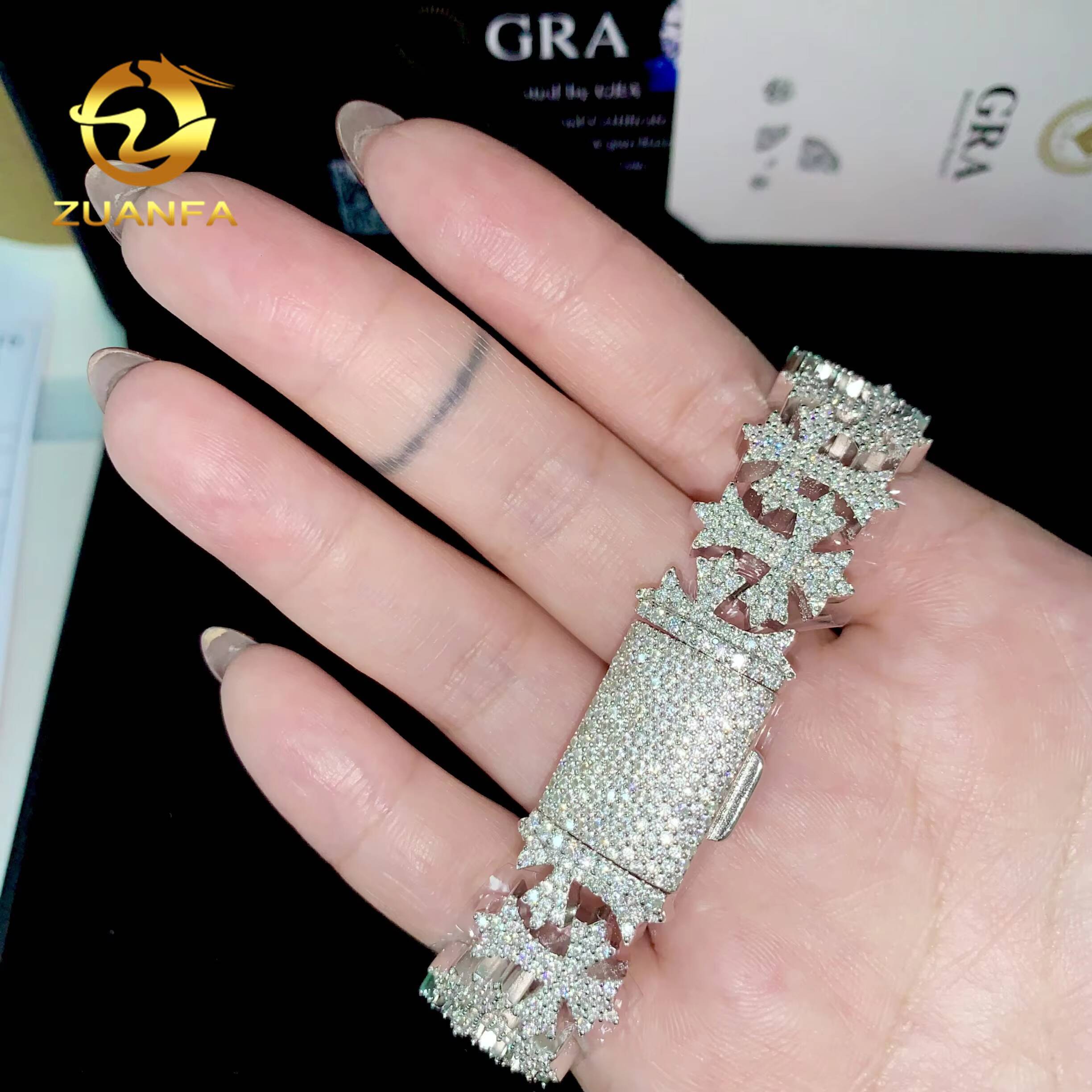 Heavy Cross Bracelet 16mm Moissanite Diamond Cuban Link Chain Moissanite Cuban Link Bracelet Cuban Chain