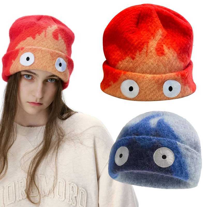 Cartoon Flame Skullies Beanie Woman Man Autumn Winter Fashion Accessories Skullcap Couple Lover Hats Street Versatile Hat GiftXJ251101