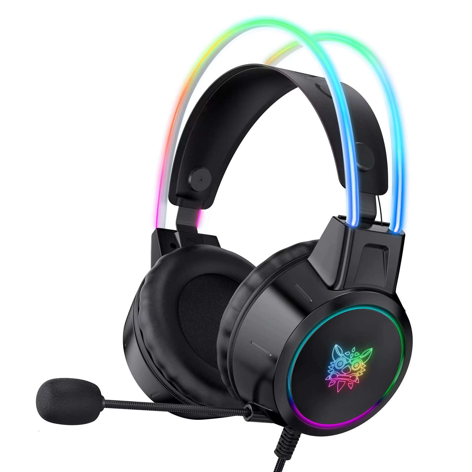 X15 Pro RGB Colorful Luminous Earphones with HD Flexible Microphone 3.5mm Wired Gaming Stereo Headphones for PS5 Mobile Computer