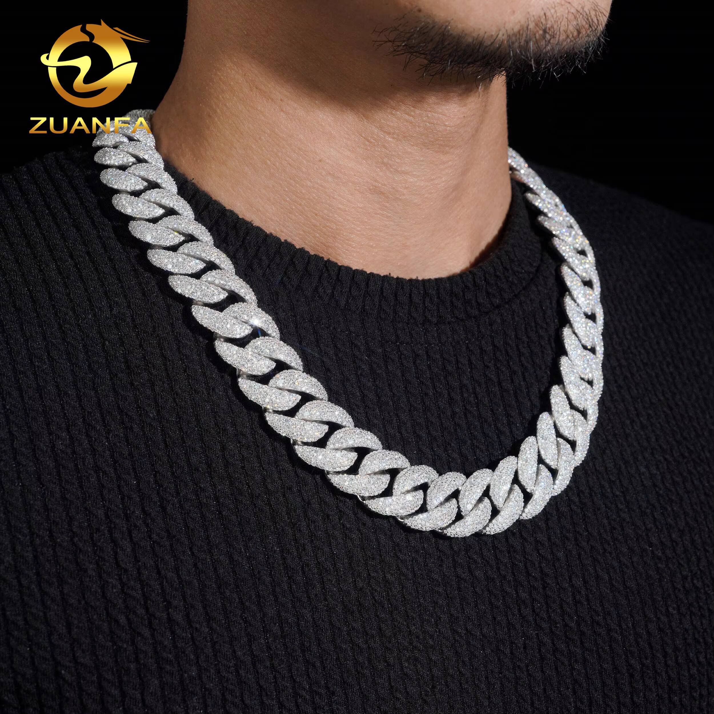 20mm Big Cuban Chain VVS Moissanite Box Lock Necklace Solid 925 Silver Hip Hop Jewelry Iced Out Miami Cuban Link Chain Bracelet