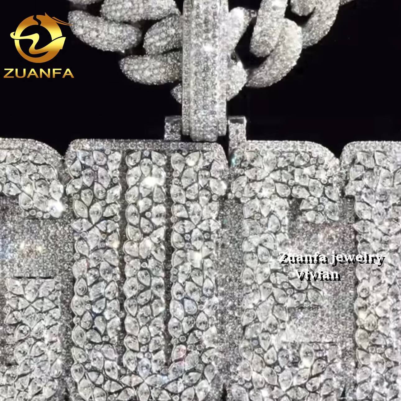 Custom Hip Hop Pendant VVS Moissanite Luxury Siler 925 Fashion Iced Out Fine Jewelry Custom Chain Pendant