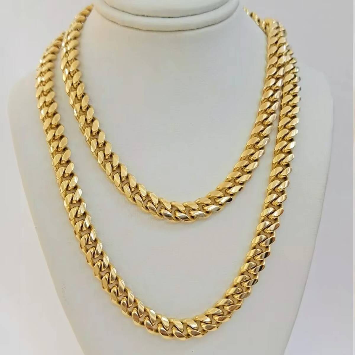 Wholesale 14K 18K Solid Real Gold 8MM Cuban Link Chain Bracelet Iced Out Hip Hop Necklace Fine Jewelry Men Women