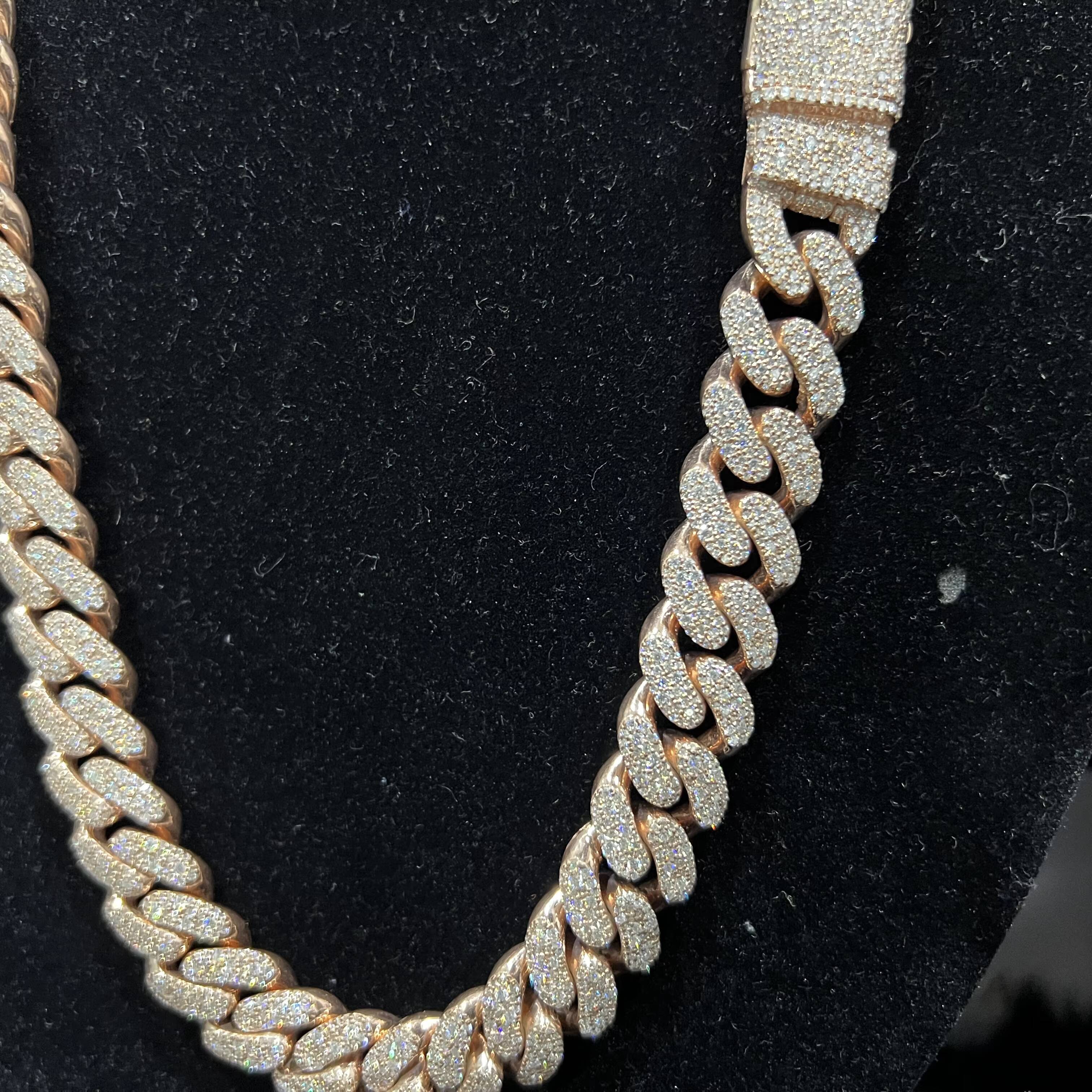Heavy Thick Necklace Chains 20mm Big Stone Cuban Link Chain Iced Out VVS Moissanite 925 Silver Hip Hop Fine Chains Necklaces Men