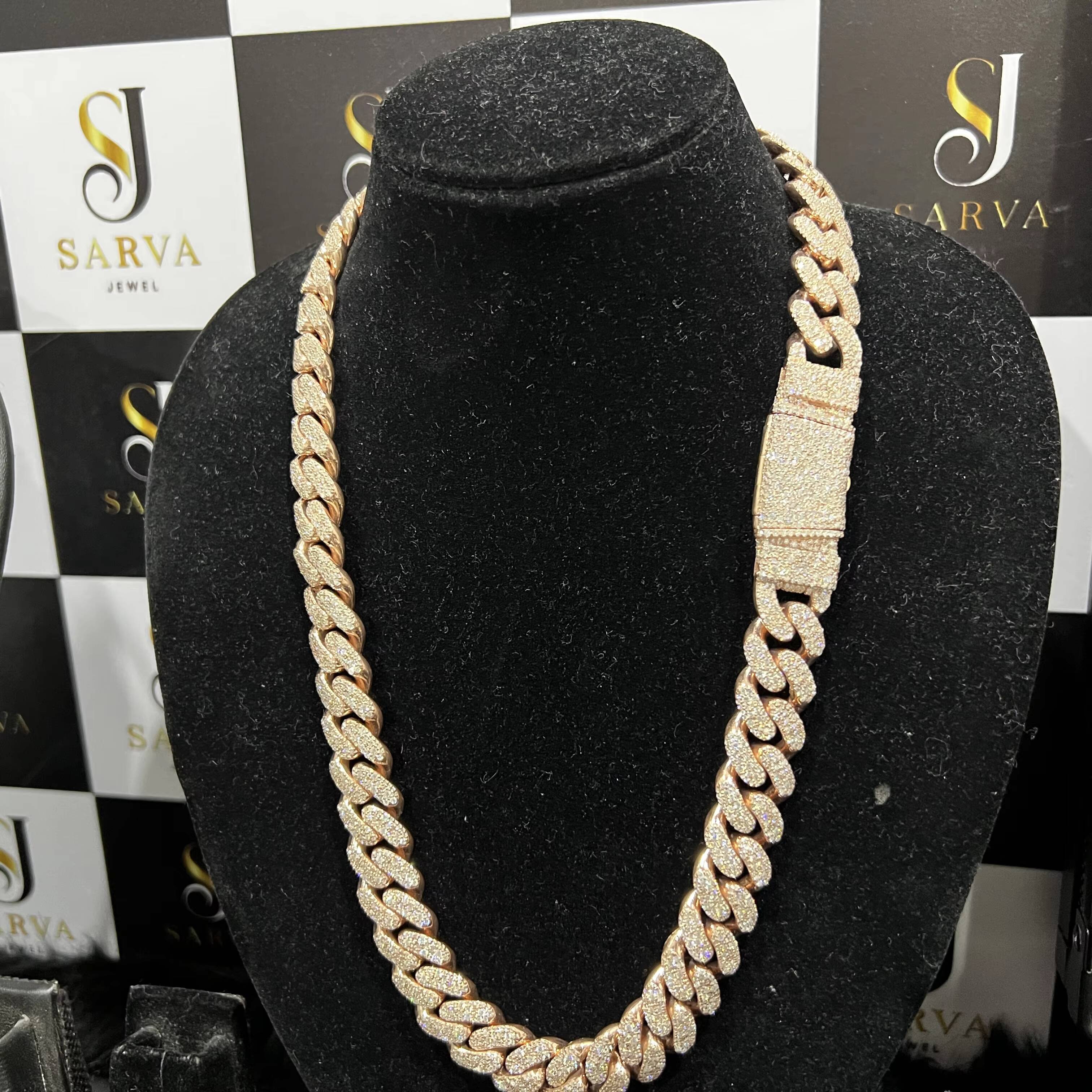 Heavy Thick Necklace Chains 20mm Big Stone Cuban Link Chain Iced Out VVS Moissanite 925 Silver Hip Hop Fine Chains Necklaces Men