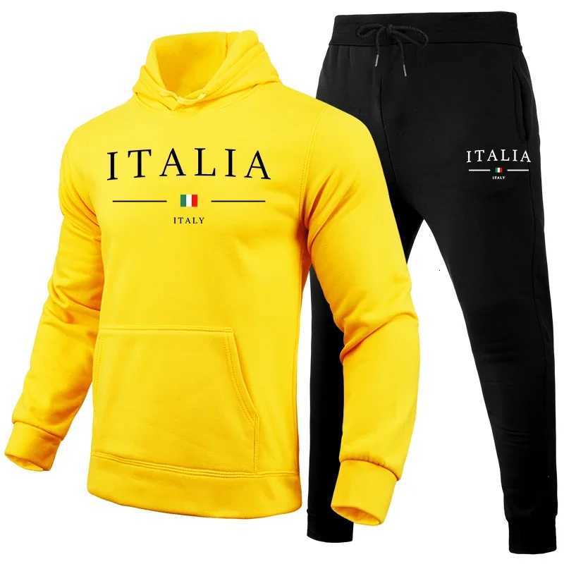 Italy Fashion Mens Sportswear 2pcs Set HoodiesSweatpants High Quality Male Daily Casual Sports Jogging Suit Winter Gym OutfitsT251101