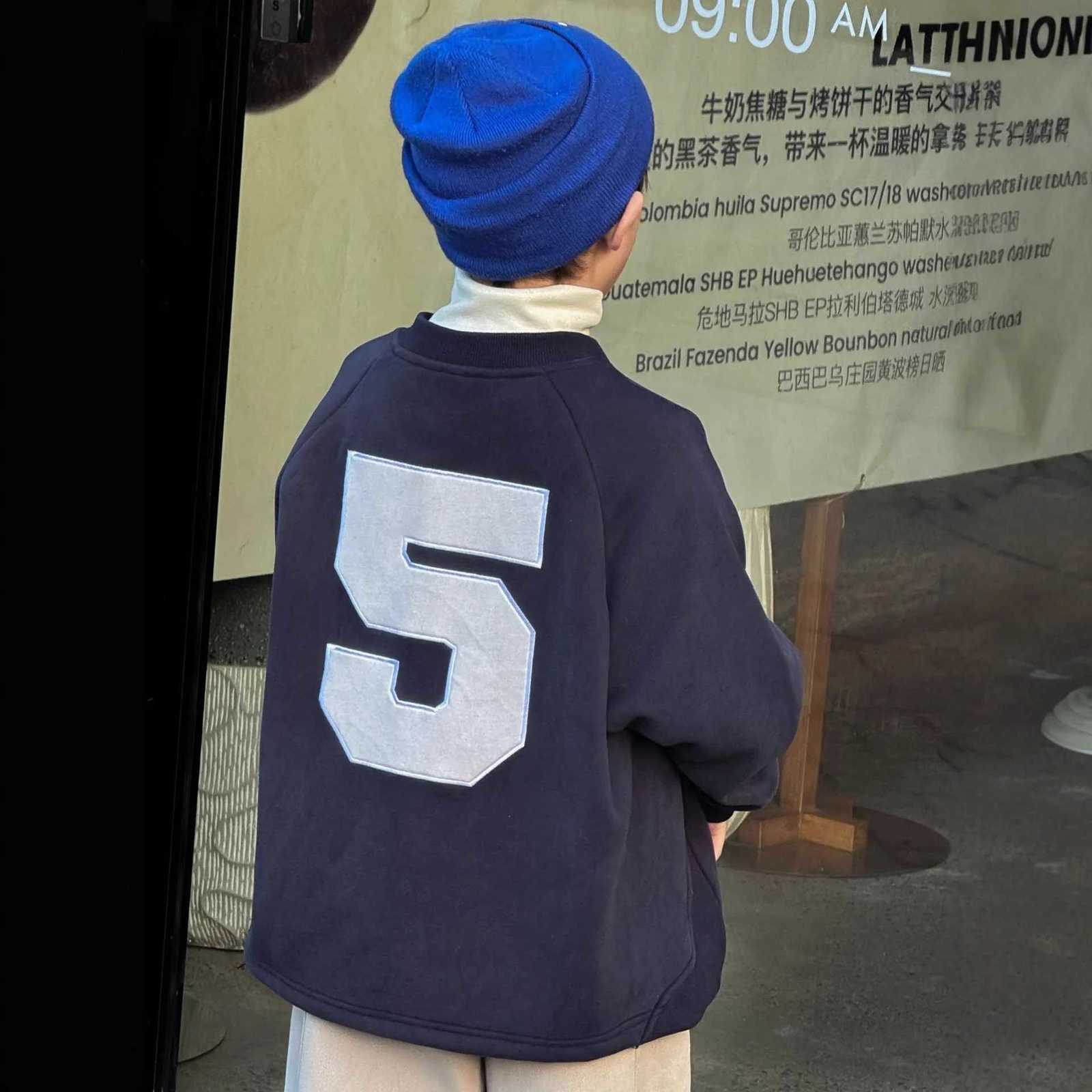 New Autumn Winter Boys Korean Style Thickened All Match Hoodie Children Clothing Fashion Casual Digital Printed Fleece PulloverT251101