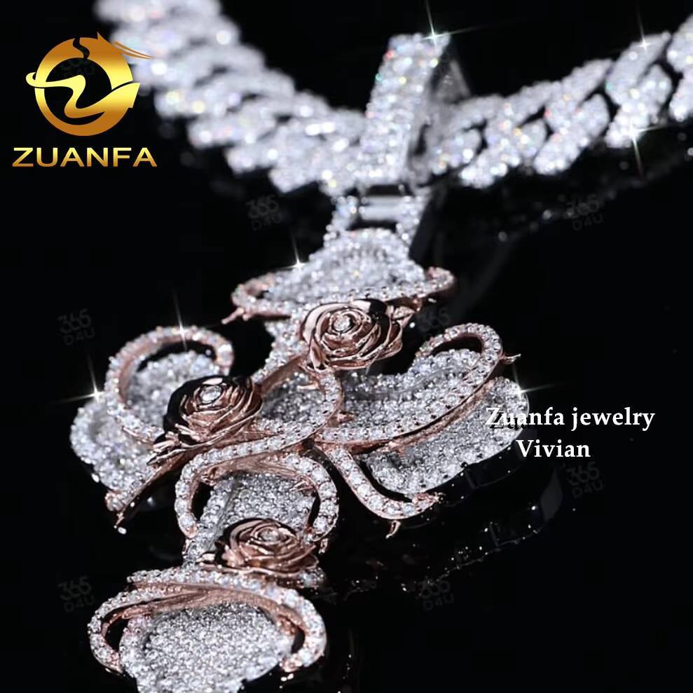 Custom Luxury VVS Moissanite Diamond Pendant 925 Silver Fine Jewelry Fashion Hip Hop Style