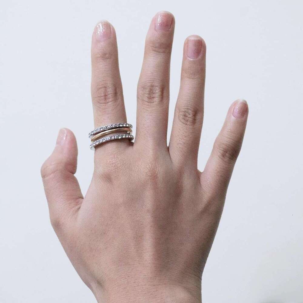 Chunky Stackable Rings women Multi-k Connected Non Tarnish 18 K Gold Plated Statement Set Dainty CZ Cubic Zirconia Sier Trendy Fashion Ring Jewelry Gi