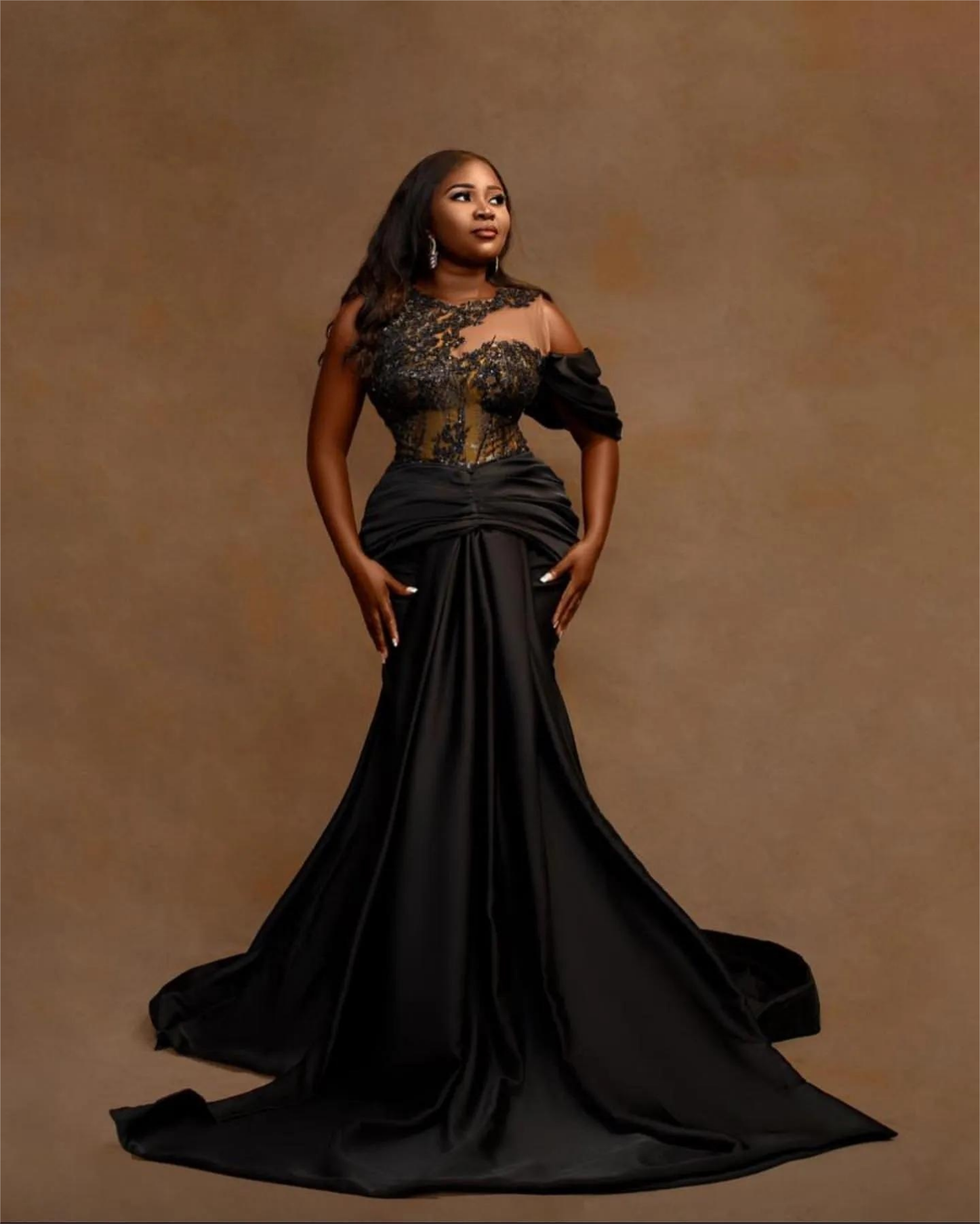 Black Mermaid Prom Dress Lace Sexy Evening Formal Party Second Reception 50th Birthday Engagement Gowns Dresses Robe De Soiree