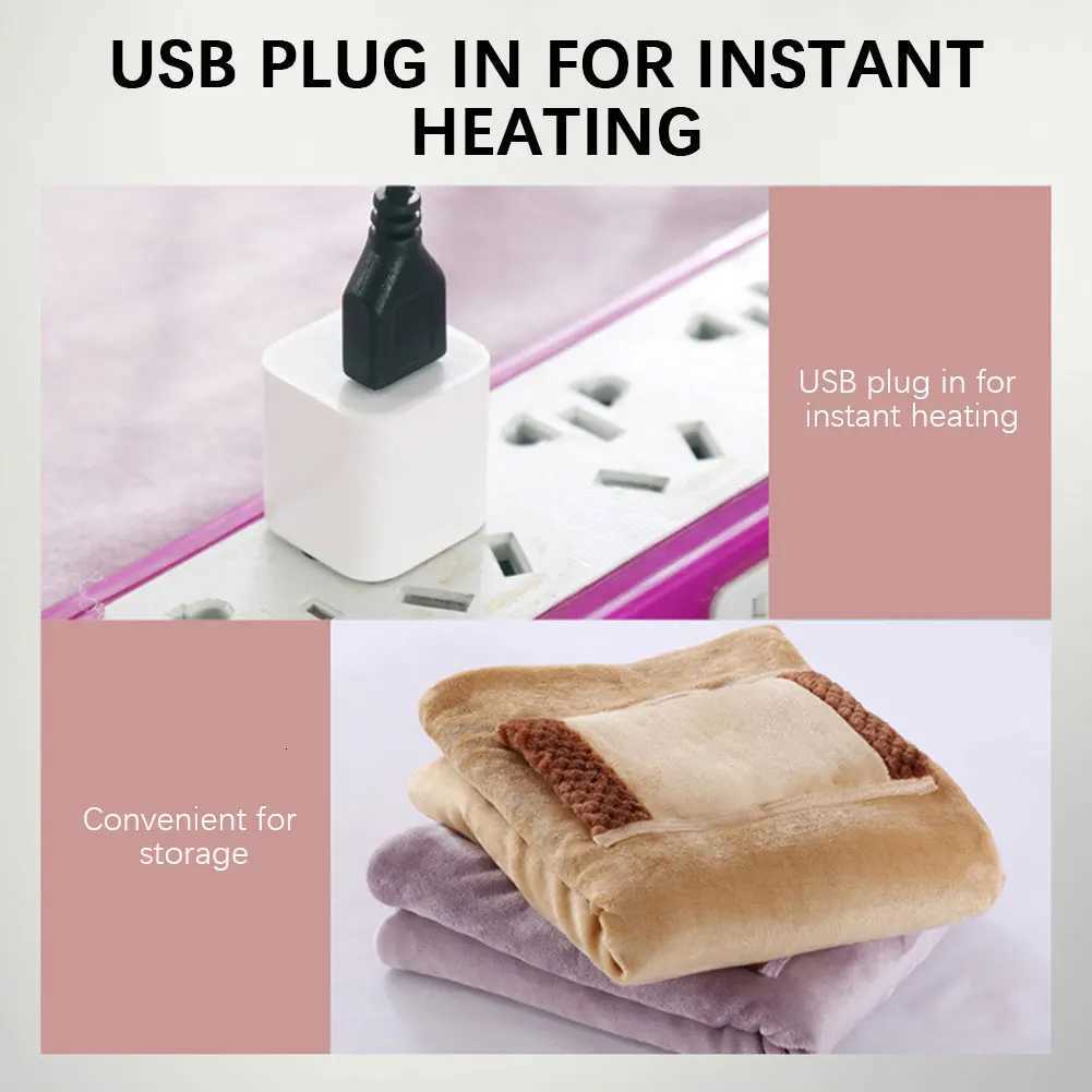 Heated Blanket Portable Electric USB Heated Throw Blanket Soft Flannel Winter Laps Blanket for OfficeDesk X251101