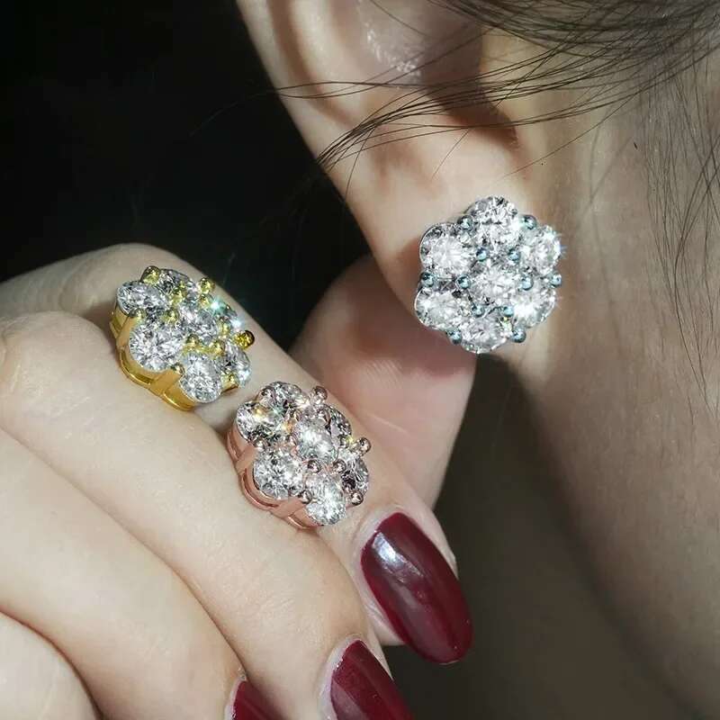 7cttw Full Moissanite Earrings Sterg Sier wer Shape Dia D Color VVS1 Ear Studs Wedding Jewelry Gifts Certificate
