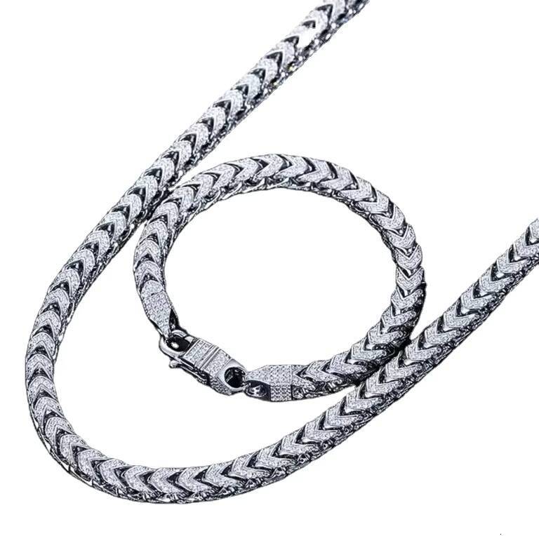 Franco VVS Moissanite Diamond Chain 925 Sterling Silver Necklace Iced Out Hip Hop Jewelry Gift for Her