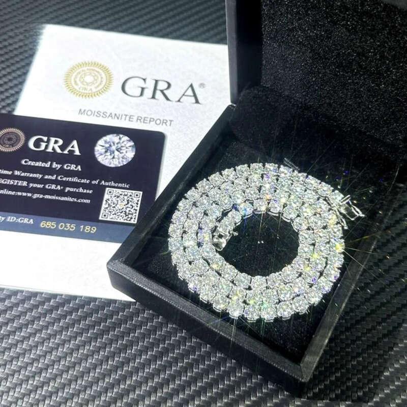 Cheapest Price Hip Hop Sier Gra VVS Moissanite Dia Tennis chain 3MM 4MM 5MM Necklace Bracelet Men Women Hiphop Jewelry