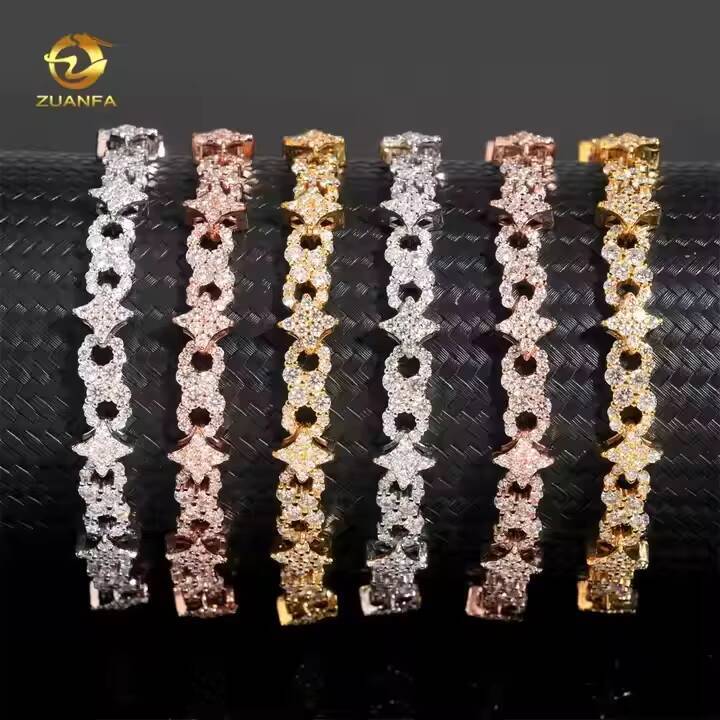 Small Star Infinity Links Moissanite Necklace Bracelet Infinity Cuban Link Chain Moissanite Cuban Link Bracelet