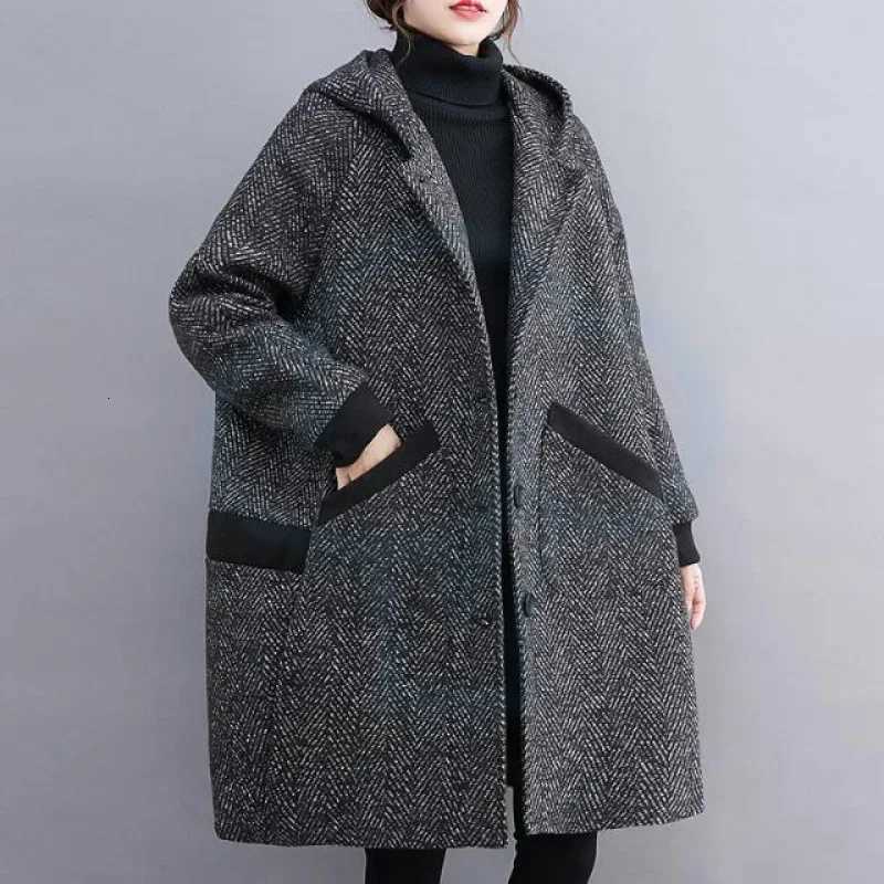 Autumn Winter Women Hooded Coats Thicken Warm Long Jackets With Pockets Female Vintage Streetwear Ladies Casual Loose OuterwearT251101
