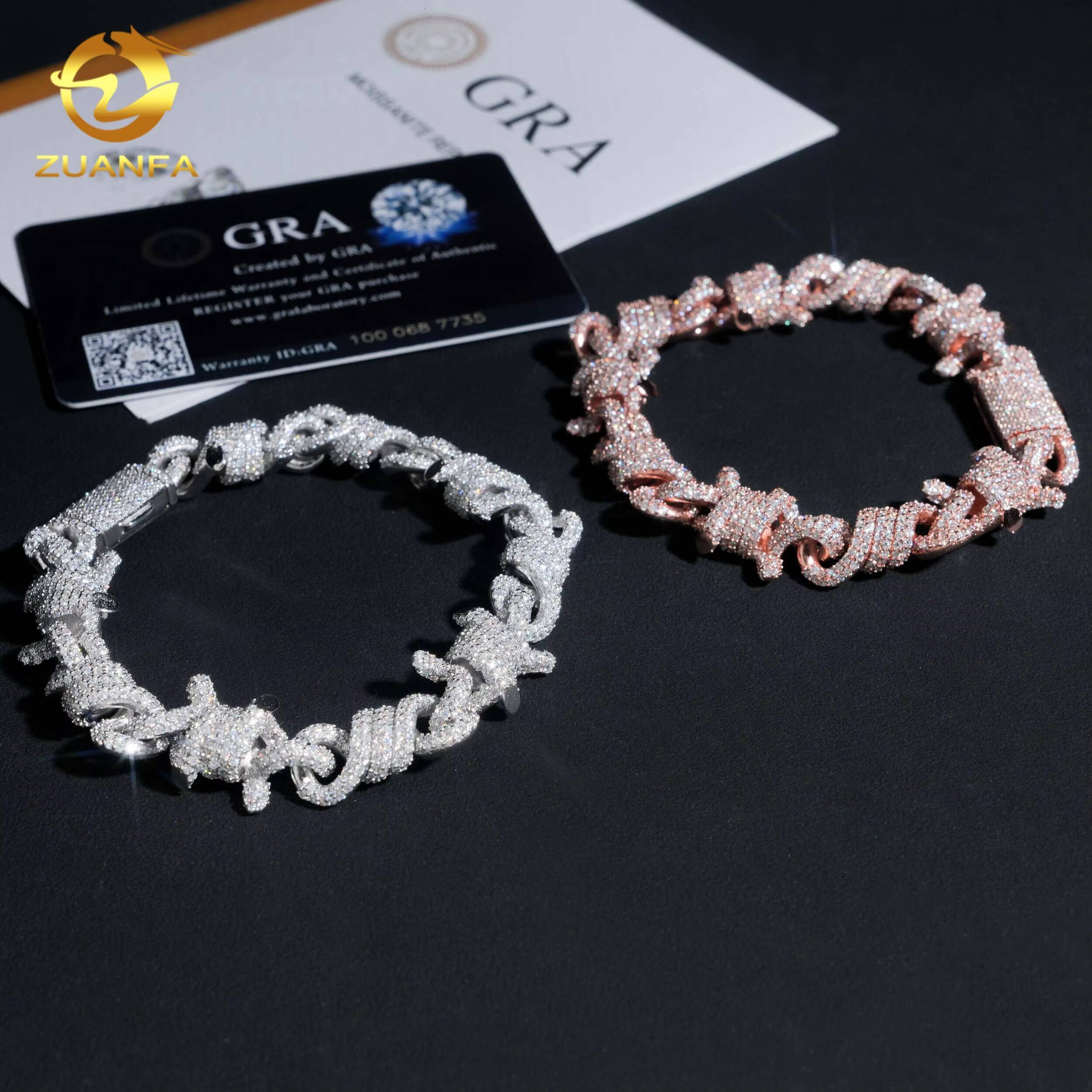 New Design 15mm 3d Wire Moissanite Bracelet Cuban Link Chain Moissanite Cuban Chain Moissanite Cuban Link Bracelet