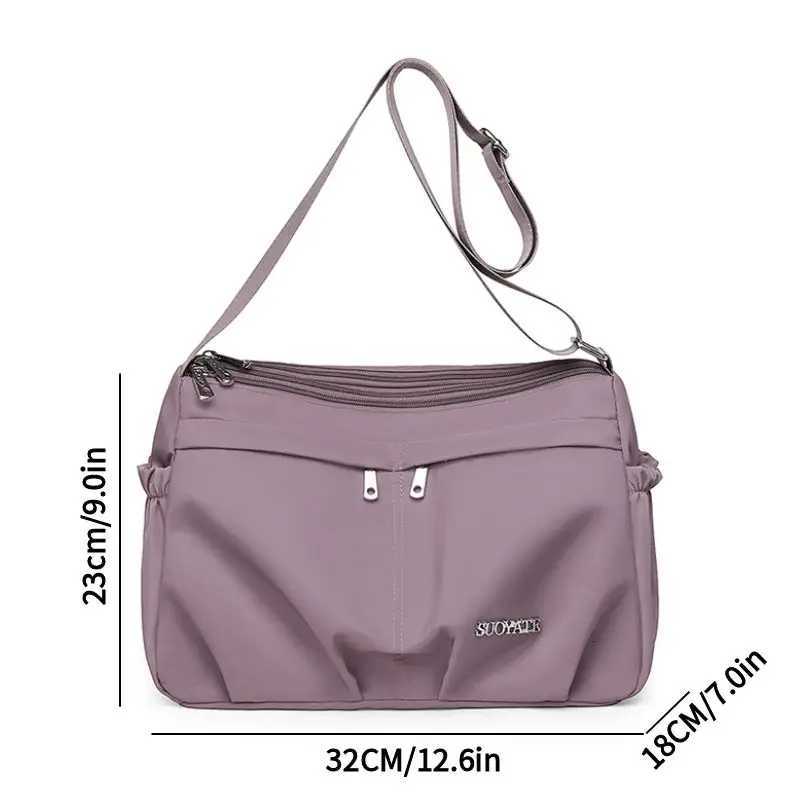 Womens Large Capacity MultiPocket Waterproof Nylon Crossbody Shoulder Bag Detachable Strap Tote Handbag for Moms ShoppingW251101