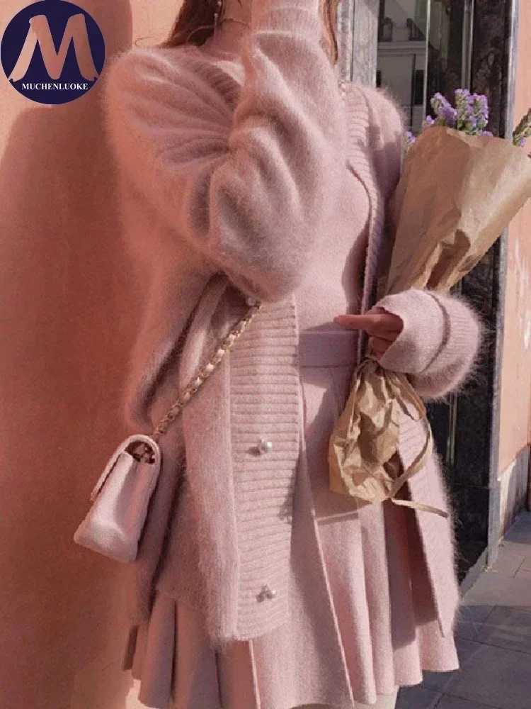 Womens Elegant VNeck Loose Sweater Beautiful Tops Korean Fashion Gentle Wind Womens Clothing Cardigan Autumn WinterT251101