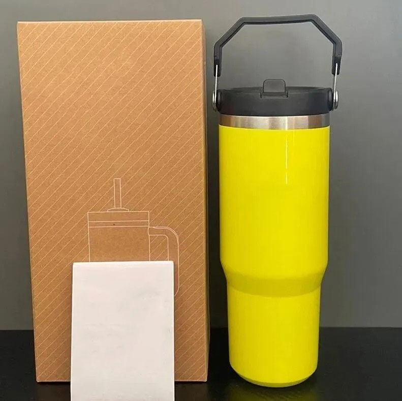 30oz Tumbler With handheld Straw Lids Leopard Stainless Steel Coffee Termos Car Vacuum Cup 30 oz Water Bottles for Water Cold Warm With Mugs