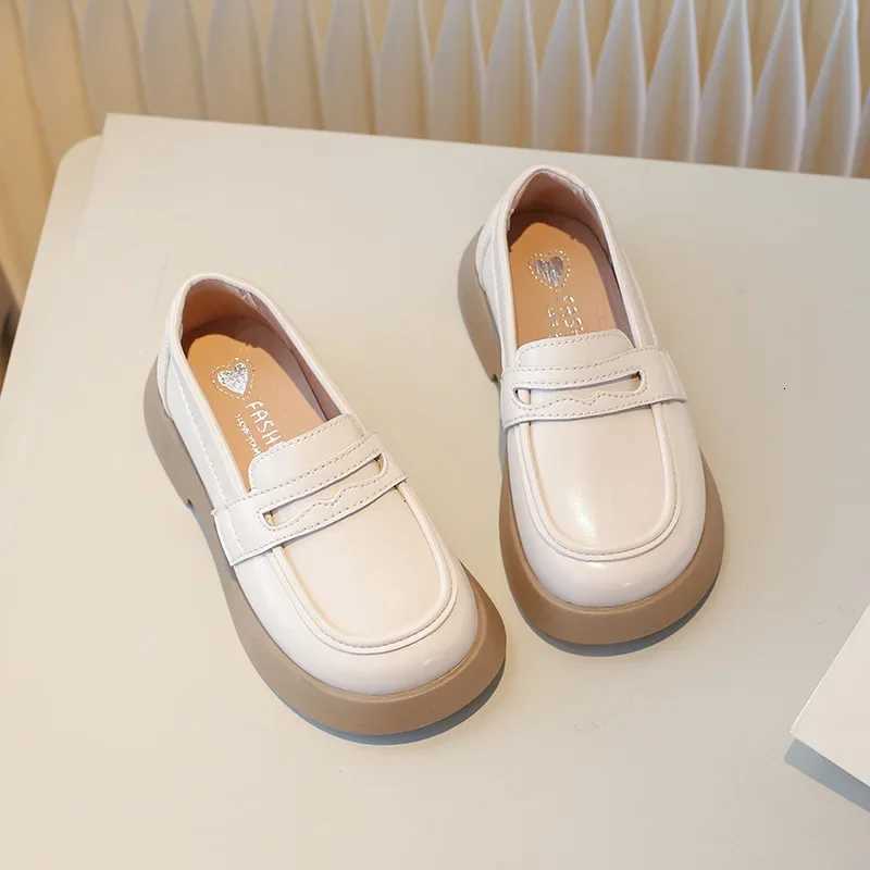 Childrens Leather Shoes Spring Autumn Black School Girl Shoes Fashion Thick Bottom Kids Princess Slipon Loafers Single ShoesT251101