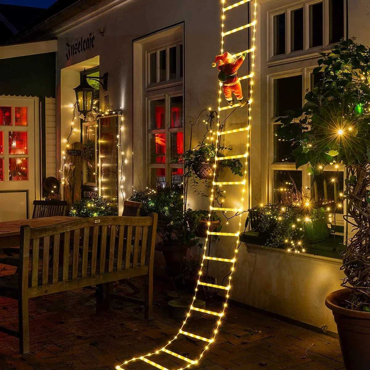 3M Santa Claus Climbing Ladder Warm Light Christmas Decoration Home Outdoor Garden Cristmas Tree Ornement New Year Gift H260903