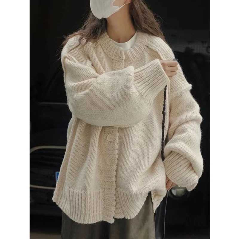 Autumn and Winter Fashion Womens New Womens Crew Neck Cardigan Sweater Casual Button Singlebreasted Knitwear TopT251101