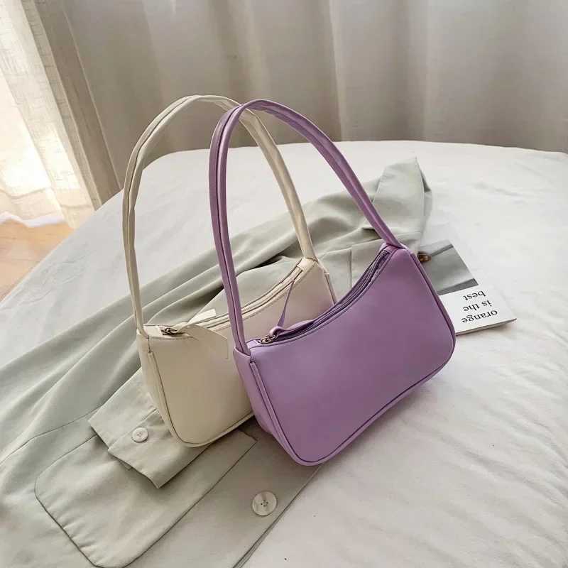 2024 Fashion Women New Shoulder Underarm Bags Casual Ladies Pure Color Small Purses Handbags Elegant PU Leather BagsW251101