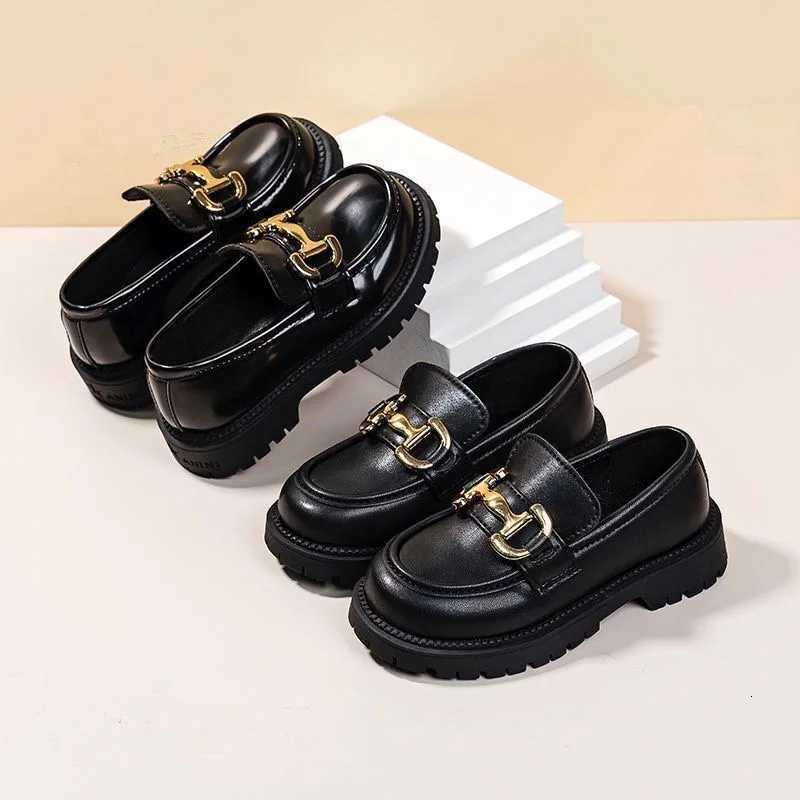 Girls Black Princess Shoes 2024 Spring and Autumn Soft Soles Nonslip Foreign Style British Performance LoafersT251101
