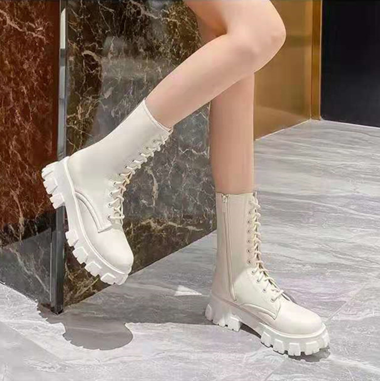 Designer Boots Vintage Style Women's Motorcycle Boots Chunky Heel & Sole Lace Up Mid Calf Combat Boots Gothic Platform Boots Free Shipping
