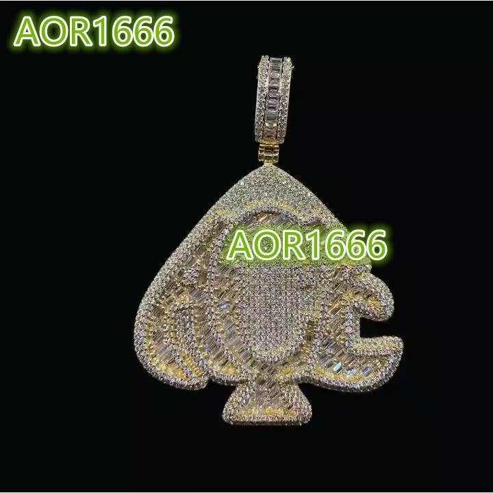 Moissanite VVS Hip Hop Round Baguette Cut Diamond Pendant Ice Out Letter Mens 925 Sterling Silver