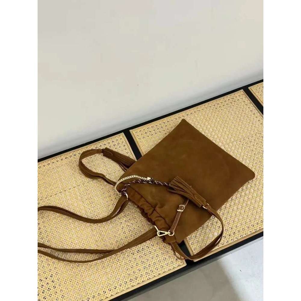Women's Bags Vintage Drawstring Women Single Shoulder Suede Casual Bag Autumn Large Capacity Design Chain Haruku Ladies Tote Hag