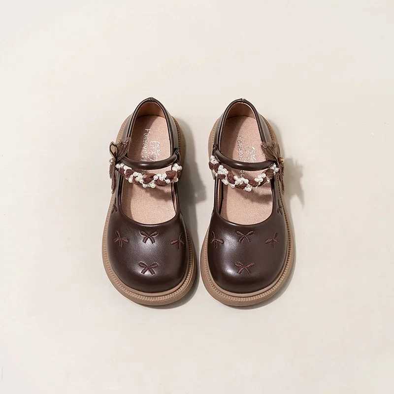 Elegant Girl Princess Shoes Embroidered Sweet Kids Mary Jane Shoes New Chic Childrens Causal Dress Leather Shoes Lolita StyleT251101