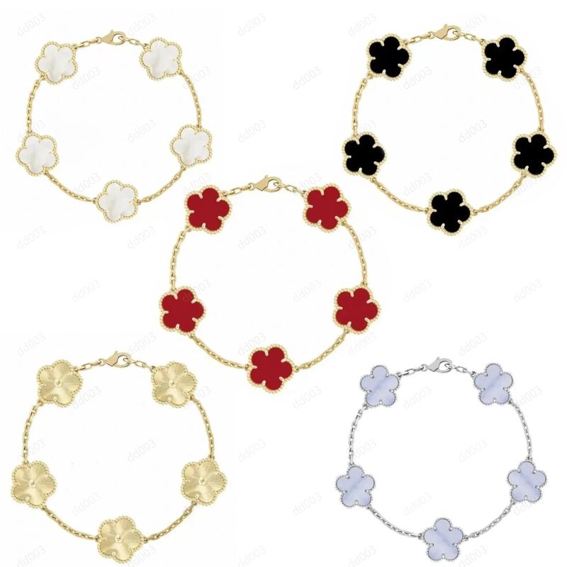 Four leaf clover bracelet charm bracelet designer bracelets fine jewelry mother of pearl white black red lady moissanite bracelet designer for women trendy dd01