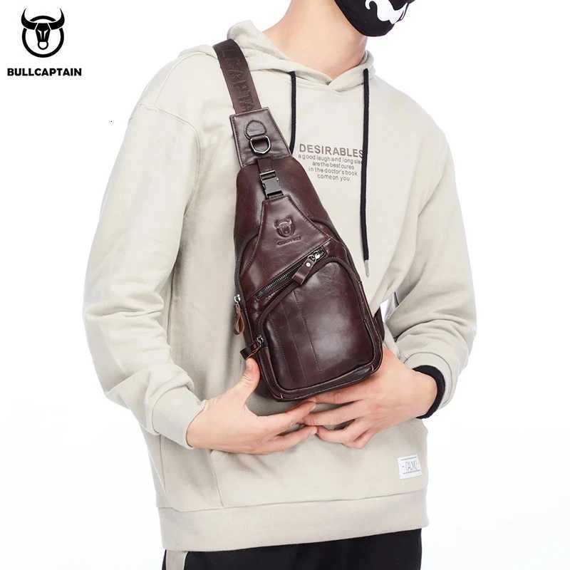 BULLCAPTAIN Bag Genuine Leather Chest Bag Mens Fashion Style Casual Straddle Bag Business Large Capacity Leather Mens LuggageW251101