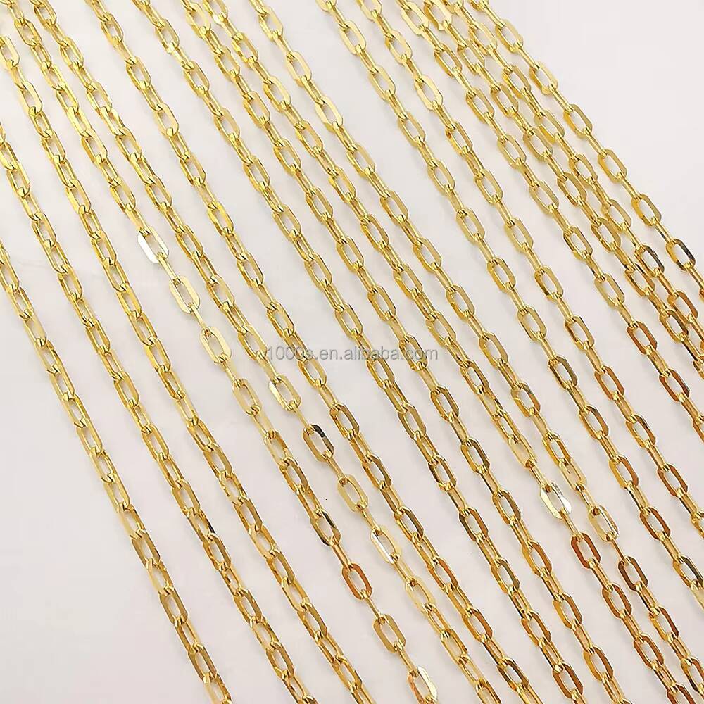 AU750 Real 18K Solid Gold Link Semifinished Chain Paper Clip Roll Chain Necklace Adjustable Jewelry Wholesale